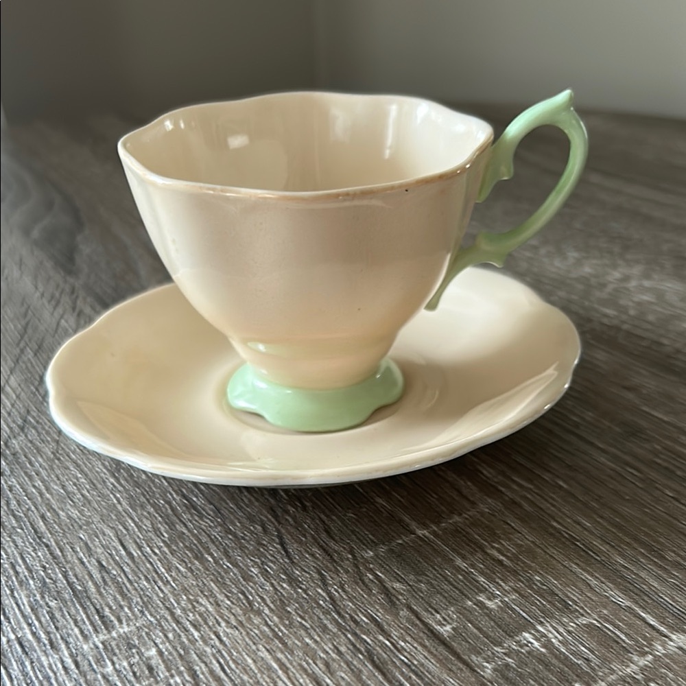 Royal Albert Pastella Cream and Green Coffee & Tea cup and Saucer